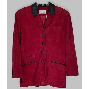 Red suede and black leather blazer